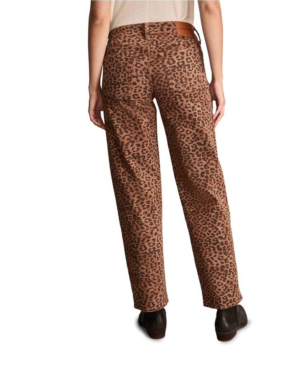 NWT Lucky Brand The Baggy Leopard Print Jeans 10/30 Brown Animal Print - Picture 7 of 13